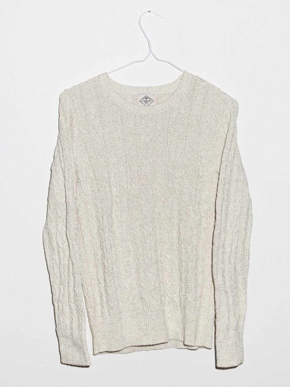 St. John's Bay IVORY & SILVER Cable Knit Pullover CHUNKY Sweater
